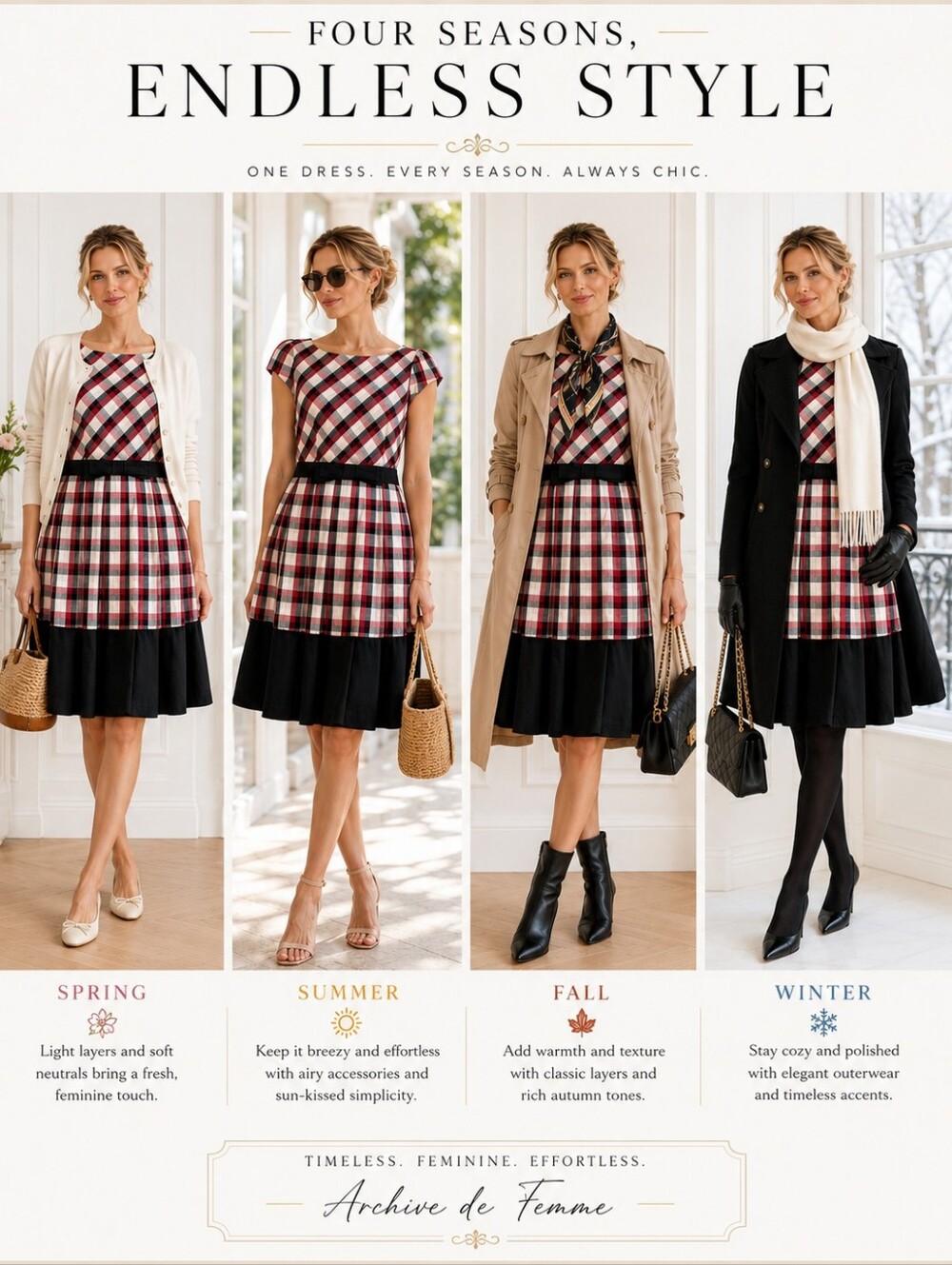 Dear Creatures Plaid Fit & Flare Dress Medium | Retro Bow Waist Cotton Blend | - Picture 4 of 9